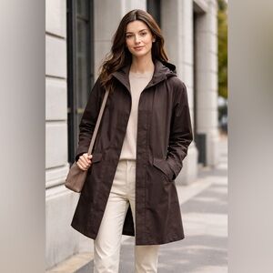 UNIQLO Lightweight Hooded Raincoat – Dark Chocolate Brown